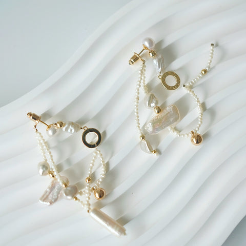 Pearl Dance Earrings with Baroque Pearls & Freshwater Pearls