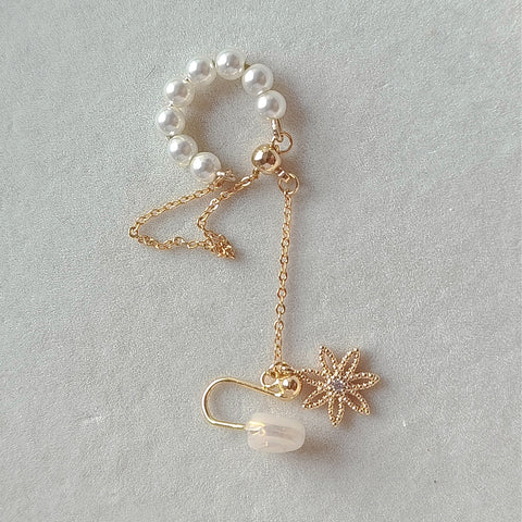 Dreamy Fairycore Pearl Floral Ear Cuff Clip-on Non-Pierced Earring