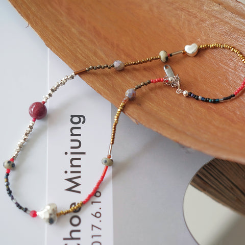 Gilded Crimson Elegance Bohemian Beaded Necklace