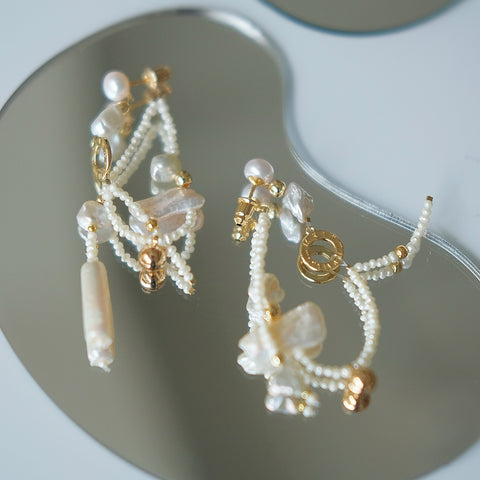 Pearl Dance Earrings with Baroque Pearls & Freshwater Pearls