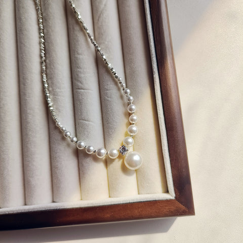 white crystal pearl necklace | Swarovski