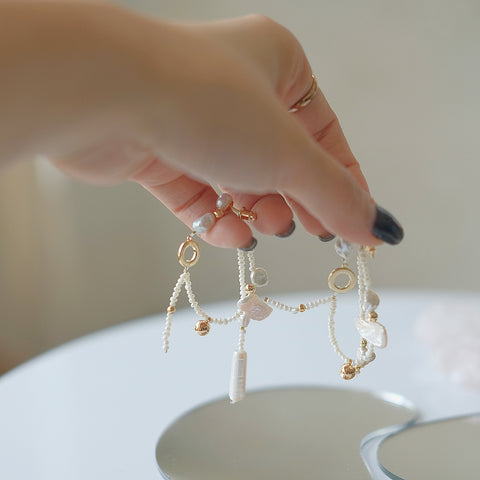 Pendientes Danza de Perlas con Perlas Barrocas y Perlas de Agua Dulce 