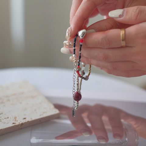 Gilded Crimson Elegance Bohemian Beaded Necklace