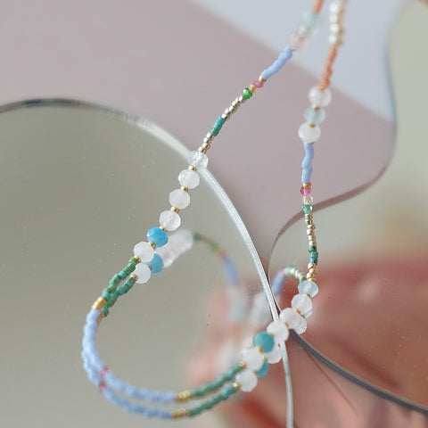 Ethereal Breeze Beaded Necklace with Multi-Colour Chrysoprase and Tourmaline