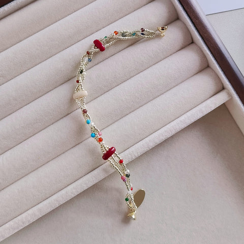 Joyful Melody Multi-Strand Bracelet with Assorted Beads and Magnetic Clasp