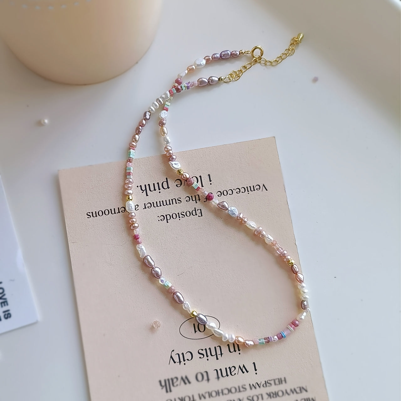 Buy Freshwater Pearl Necklace With Mixed Patterned Colourful Glass Beads  and Silver Plated or Sterling Silver Clasp and Extension Chain Online in  India - Etsy