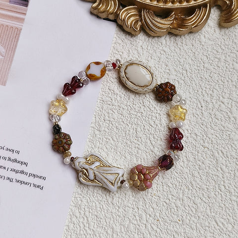 Enchanting Angel Vintage Elegance Bracelet with Czech Glass Beads