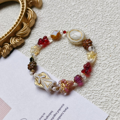 Enchanting Angel Vintage Elegance Bracelet with Czech Glass Beads