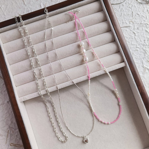 Trendy Barbie Pink Mix & Match Layered Necklace Set