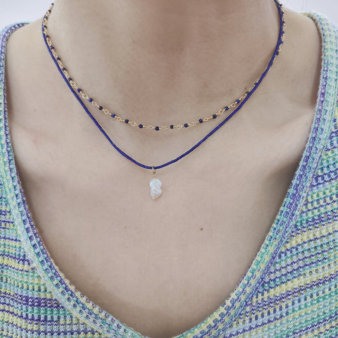 Intense Blue Elegance Mix & Match Layered Necklace Set with Lapis lazuli Gemstone