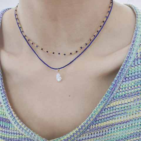 Intense Blue Elegance Mix & Match Layered Necklace Set with Lapis lazuli Gemstone