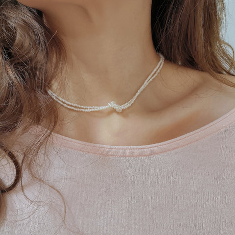 Timeless Knot Double Strand Freshwater Pearl Necklace