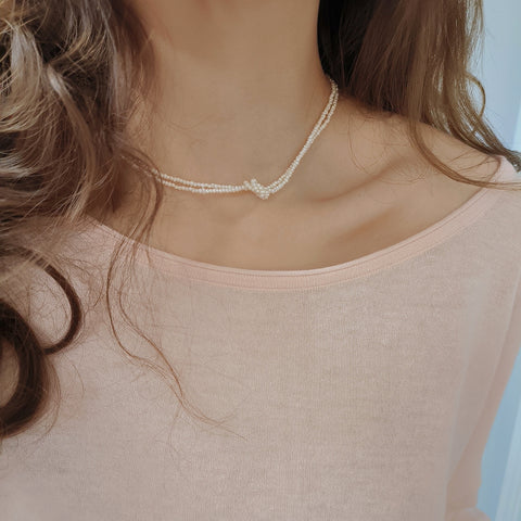 Timeless Knot Double Strand Freshwater Pearl Necklace