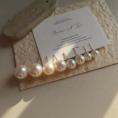 Mermaid Pearls Gold-Plated Ear Stud with Size Options