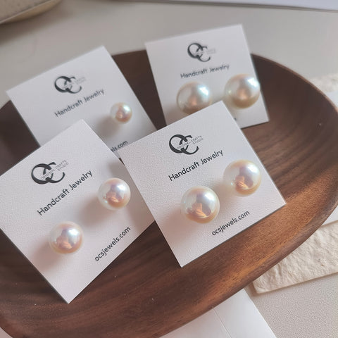 Mermaid Pearls Gold-Plated Ear Stud with Size Options