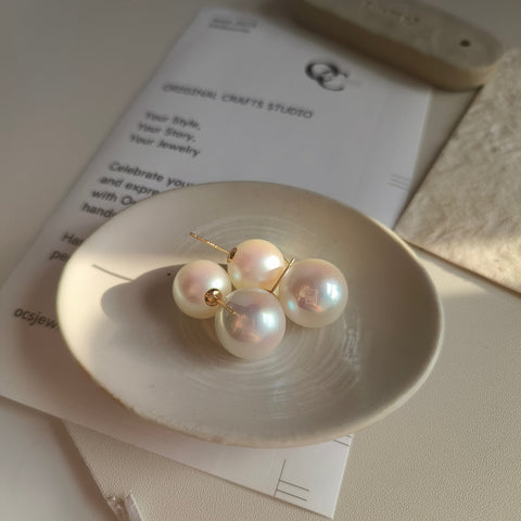 Mermaid Pearls Gold-Plated Ear Stud with Size Options