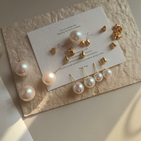 Mermaid Pearls Gold-Plated Ear Stud with Size Options