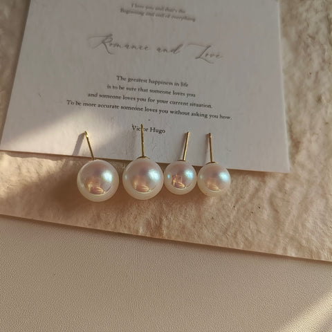 Mermaid Pearls Gold-Plated Ear Stud with Size Options