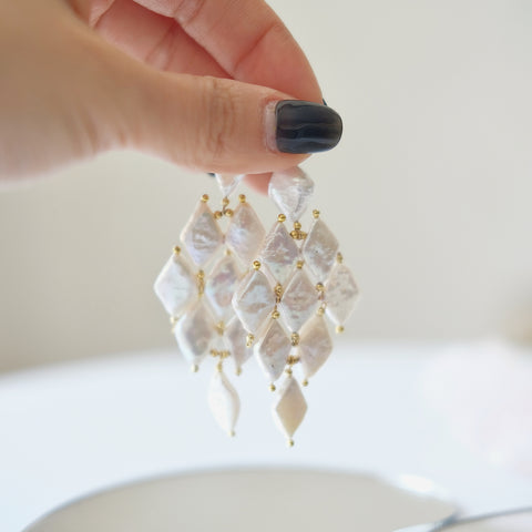 Reversible Baroque Pearl and Gold Earrings Pristine Geometry Timeless Elegance